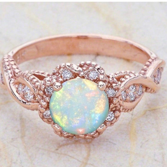 White Opal Rose Gold Ring - Picture 9 of 10